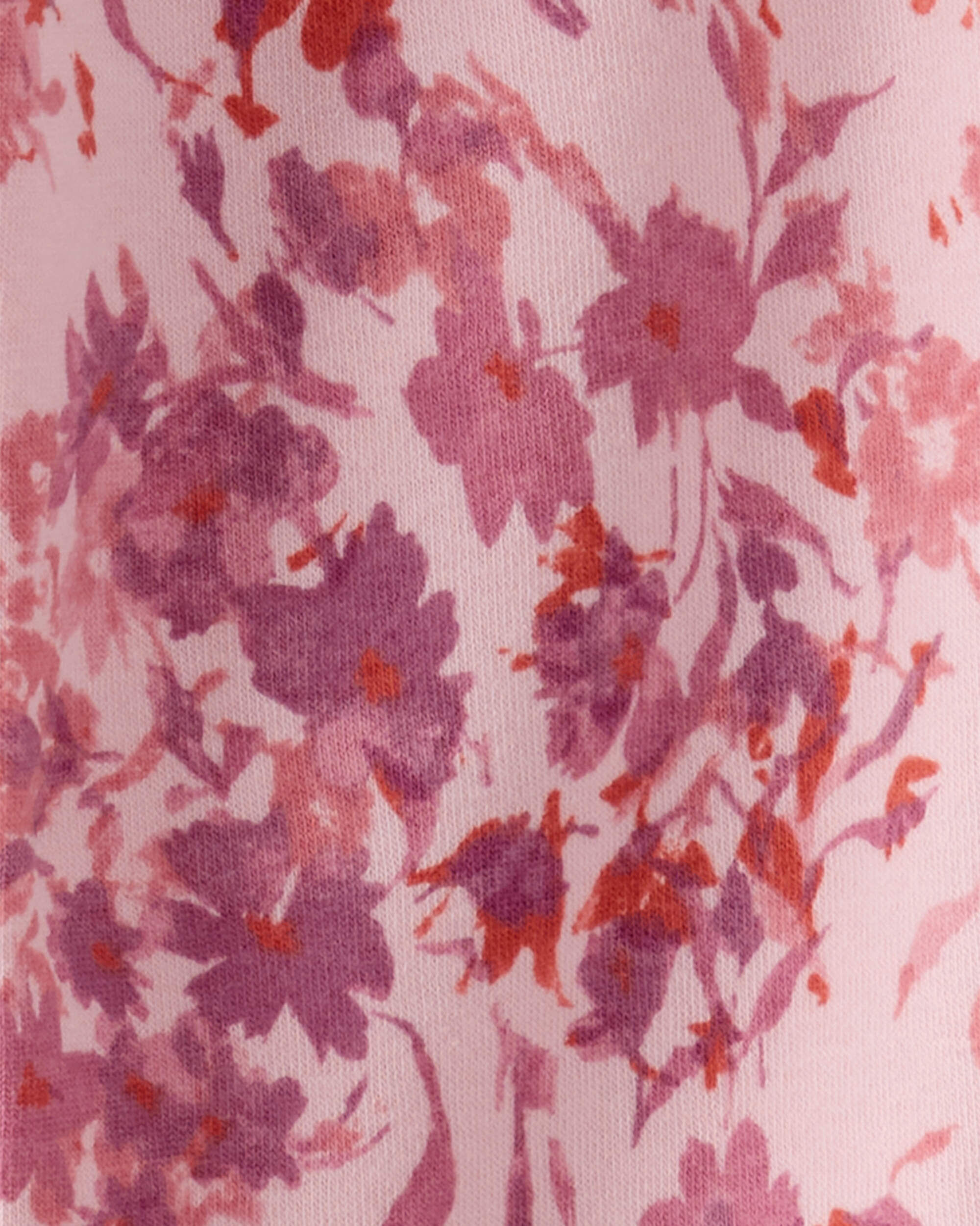 Girls Floral Fleece Drawstring Joggers - Pink 6 Girls Floral Fleece Drawstring Joggers - Pink