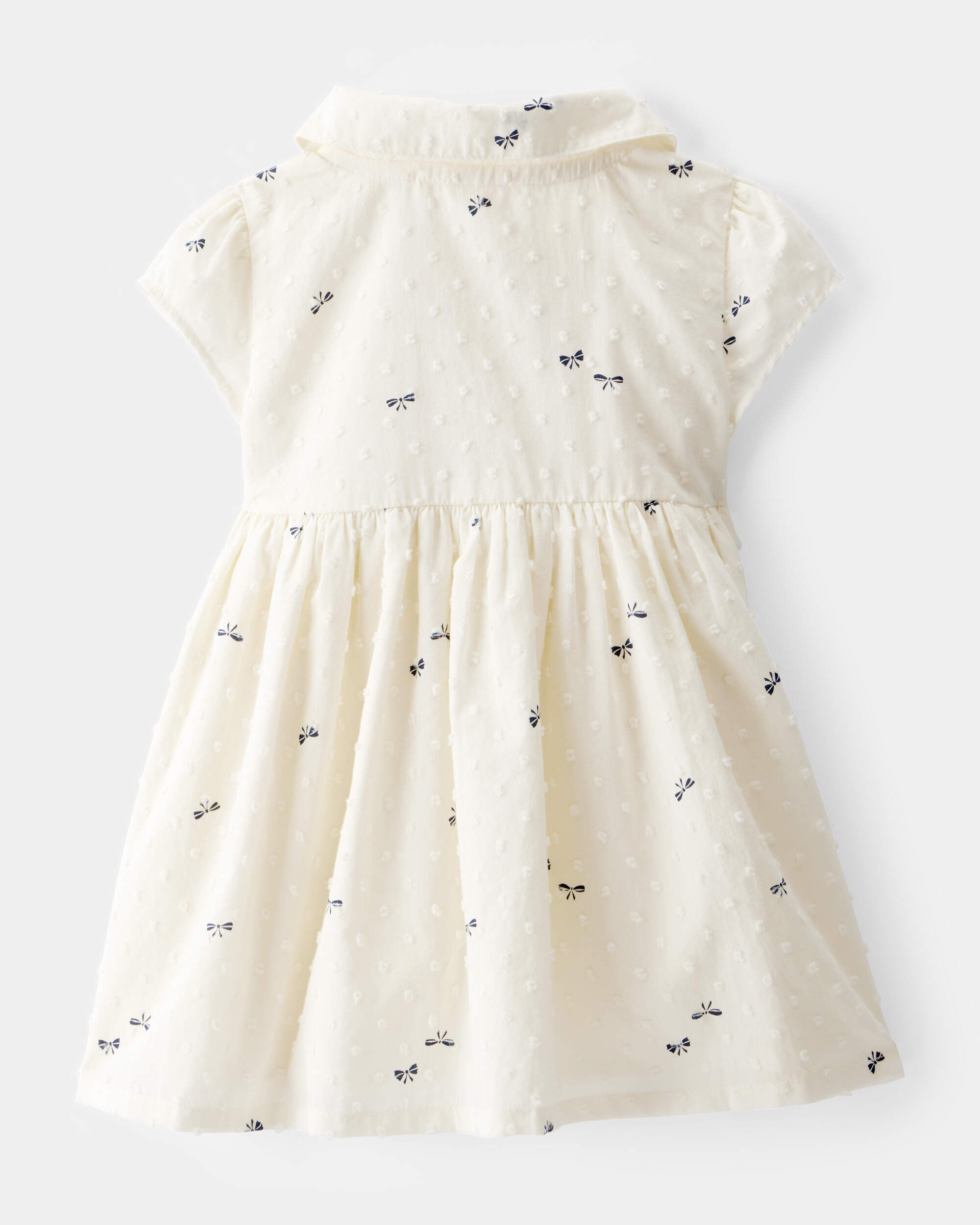 Baby Swiss Dot Bow Print Short-Sleeve Dress - Ivory 5 Baby Swiss Dot Bow Print Short-Sleeve Dress - Ivory