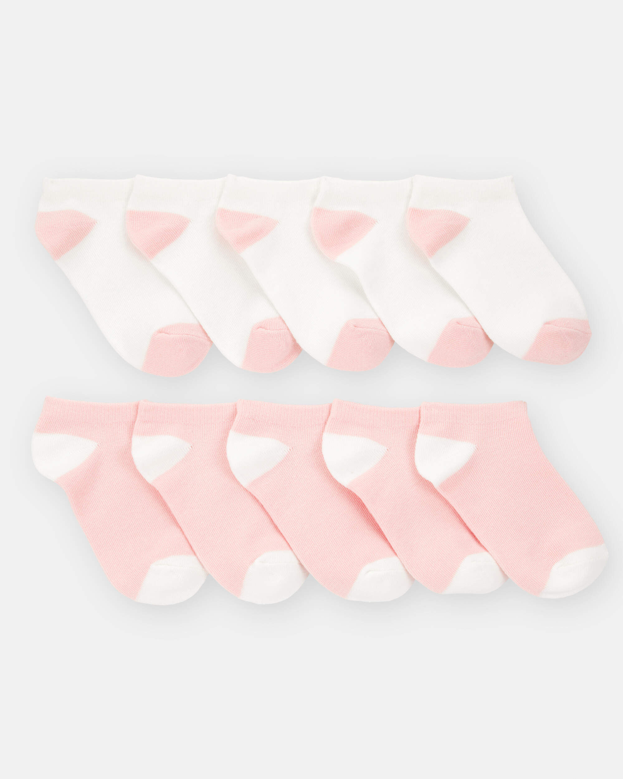 Girls 10-Pack No Show Socks - Pink/White 1 Girls 10-Pack No Show Socks - Pink/White