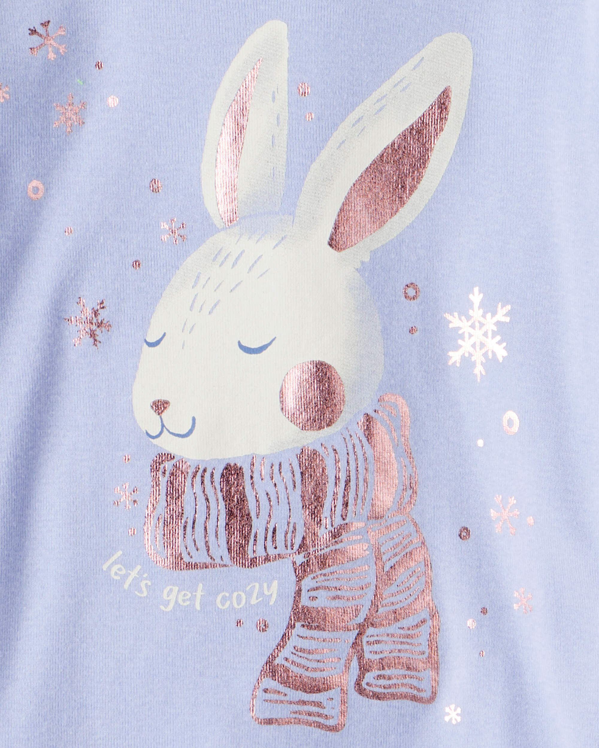 Toddler Girl Bunny Print 100% Cotton Long-Sleeve Snug Fit 4-Piece Pajamas - Brown/Blue 5 Toddler Girl Bunny Print 100% Cotton Long-Sleeve Snug Fit 4-Piece Pajamas - Brown/Blue