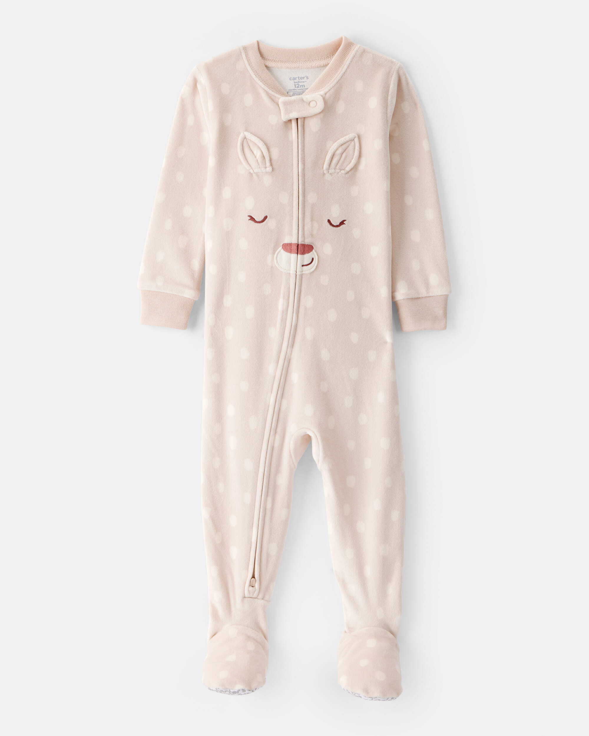 Toddler Girl Deer Print Snug Fit Long-Sleeve 2-Way Zip 1-Piece Pajamas - Brown 1 Toddler Girl Deer Print Snug Fit Long-Sleeve 2-Way Zip 1-Piece Pajamas - Brown