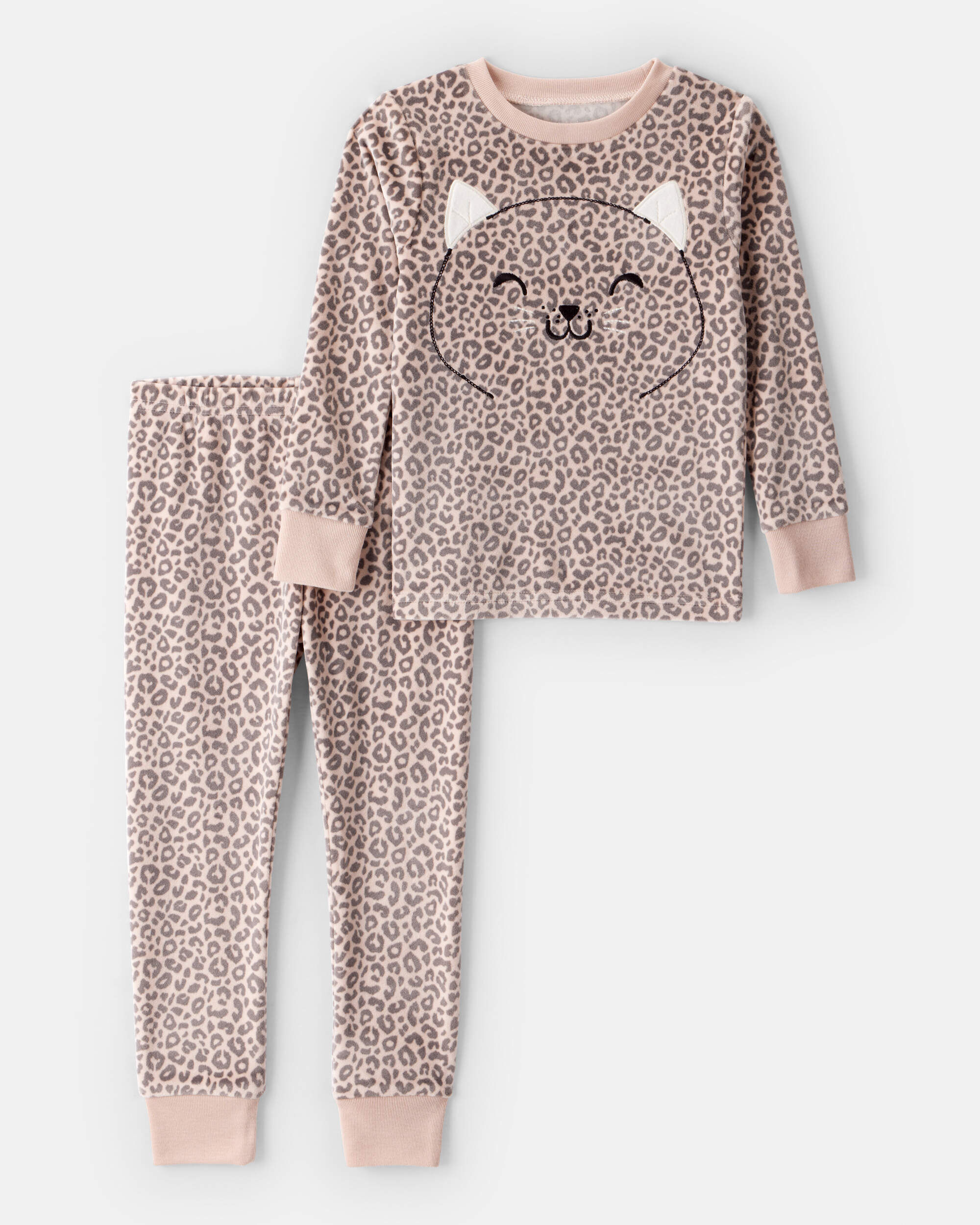 Toddler Girl Leopard Print Velour Long-Sleeve Snug Fit 2-Piece Pajamas 1 Toddler Girl Leopard Print Velour Long-Sleeve Snug Fit 2-Piece Pajamas