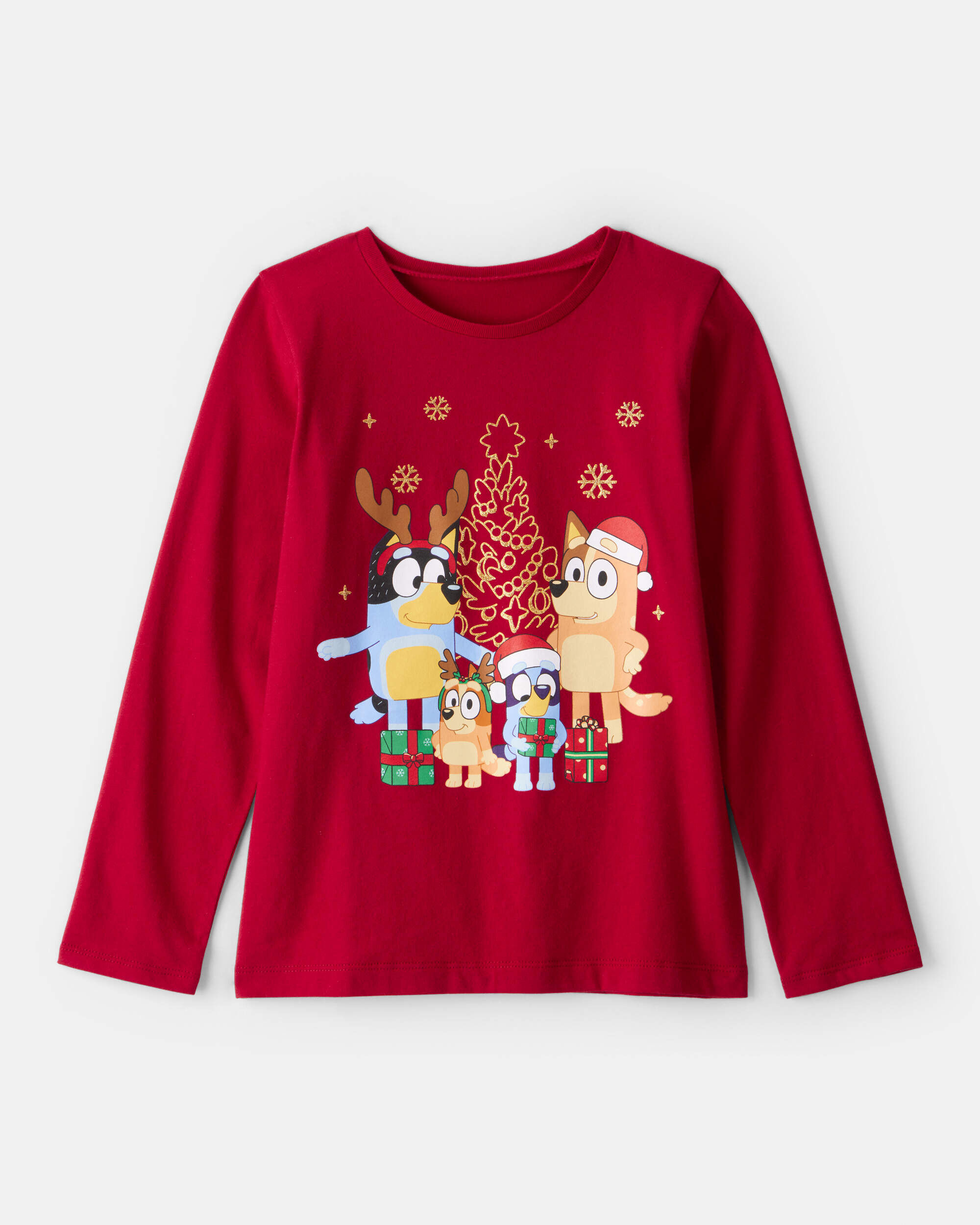 Girls Christmas Bluey? Long-Sleeve Graphic Tee - Red 1 Girls Christmas Bluey? Long-Sleeve Graphic Tee - Red