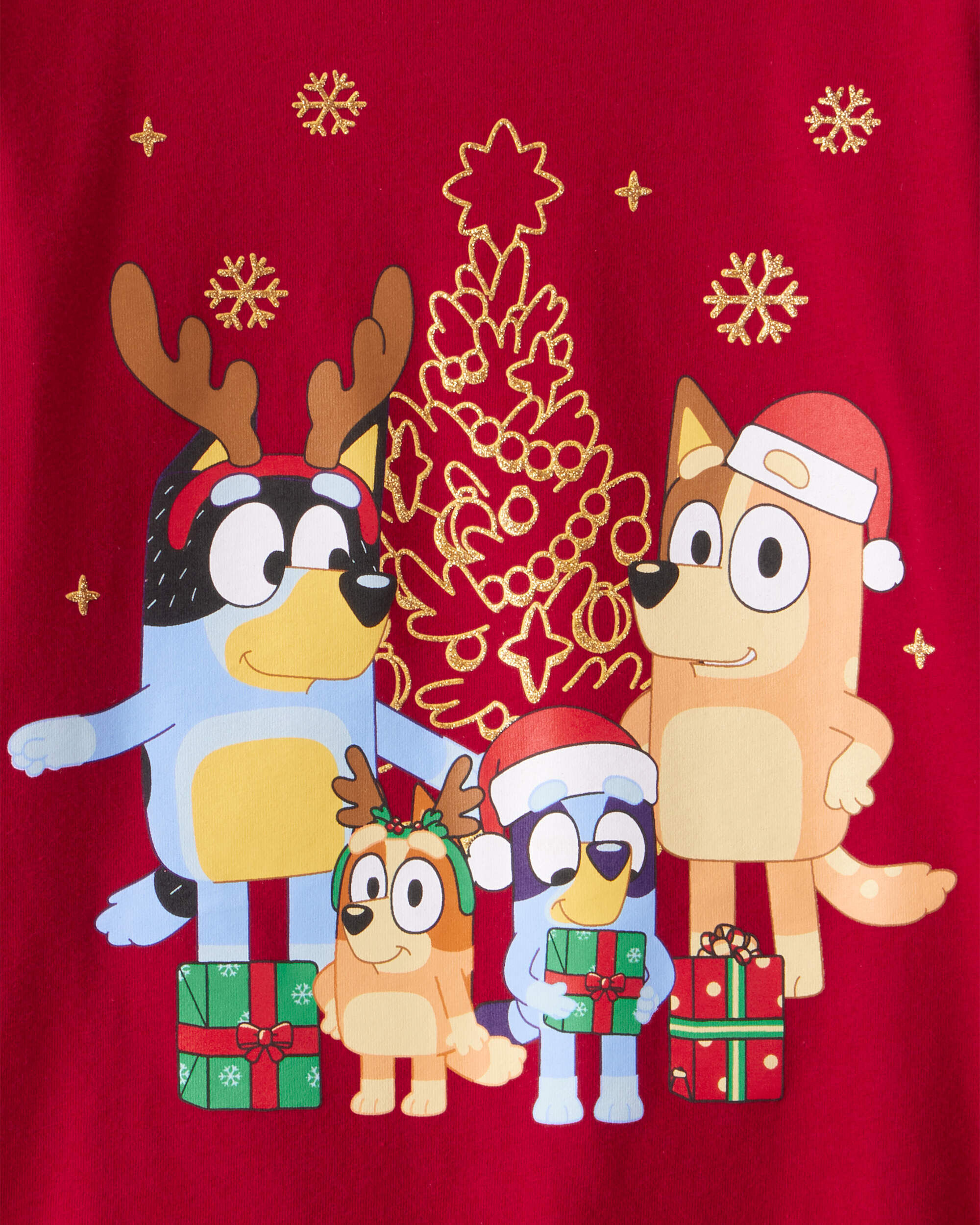 Girls Christmas Bluey? Long-Sleeve Graphic Tee - Red 5 Girls Christmas Bluey? Long-Sleeve Graphic Tee - Red