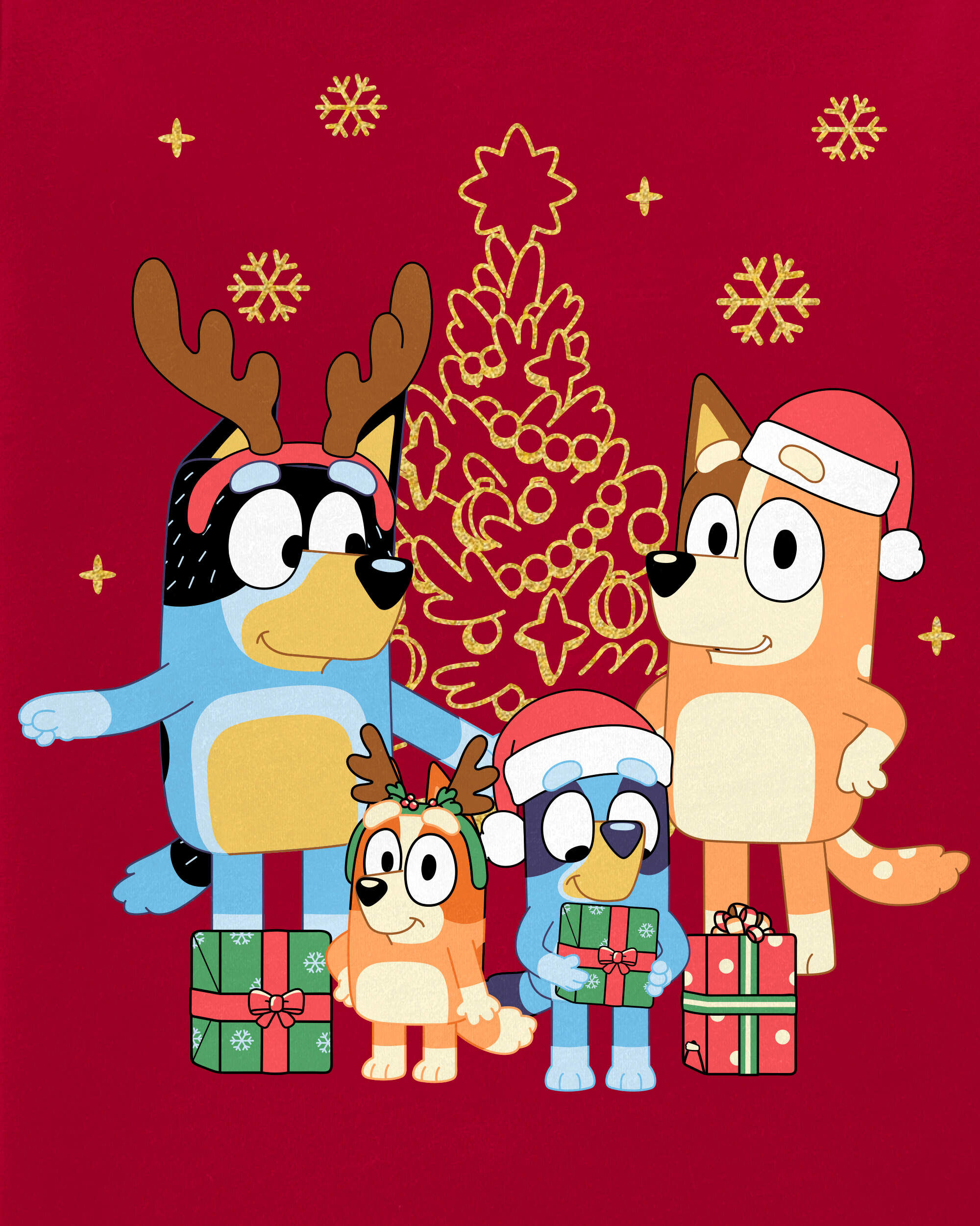 Girls Christmas Bluey? Long-Sleeve Graphic Tee - Red 6 Girls Christmas Bluey? Long-Sleeve Graphic Tee - Red