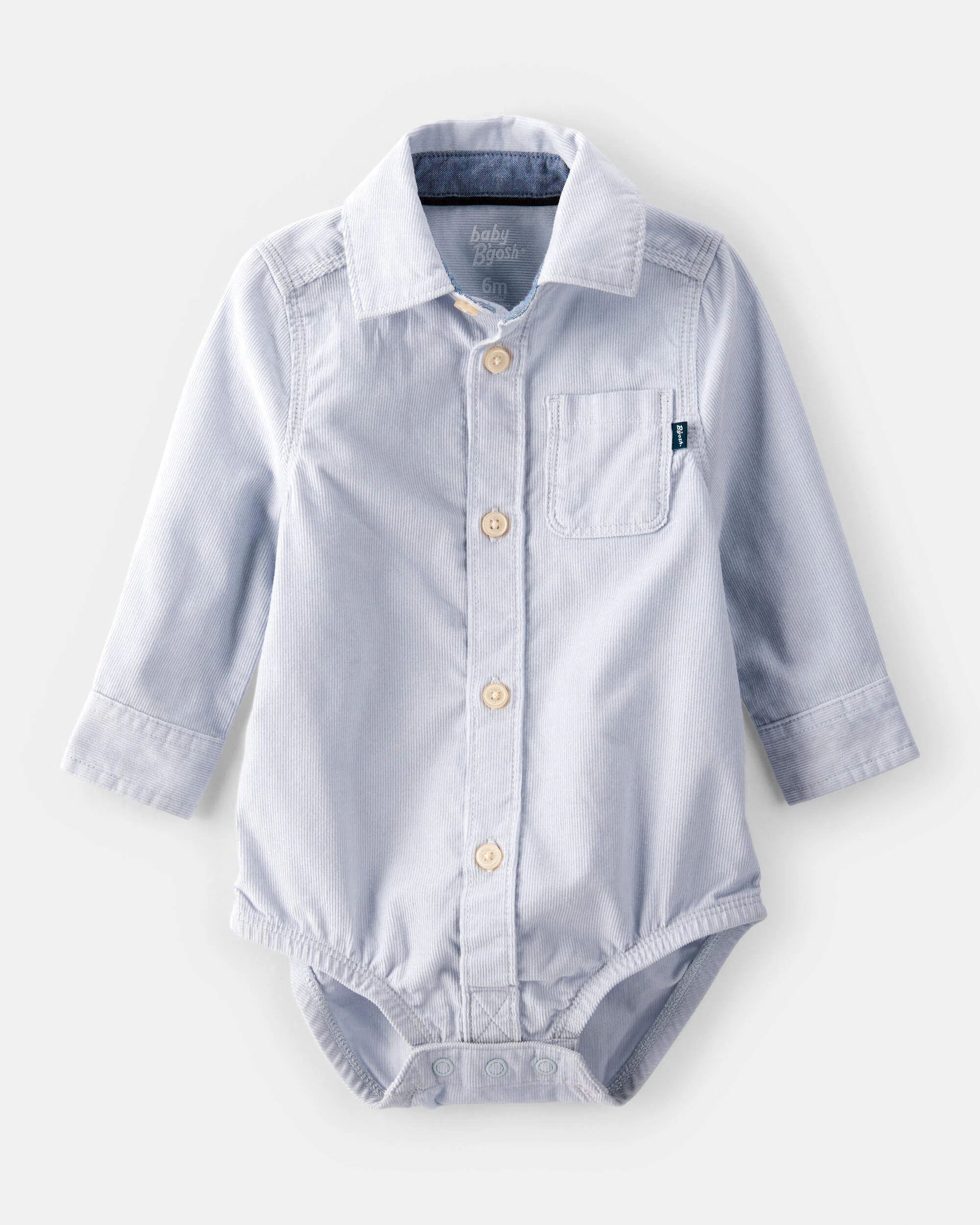 Baby Boy Corduroy Long-Sleeve Button-Down Bodysuit - Blue 1 Baby Boy Corduroy Long-Sleeve Button-Down Bodysuit - Blue