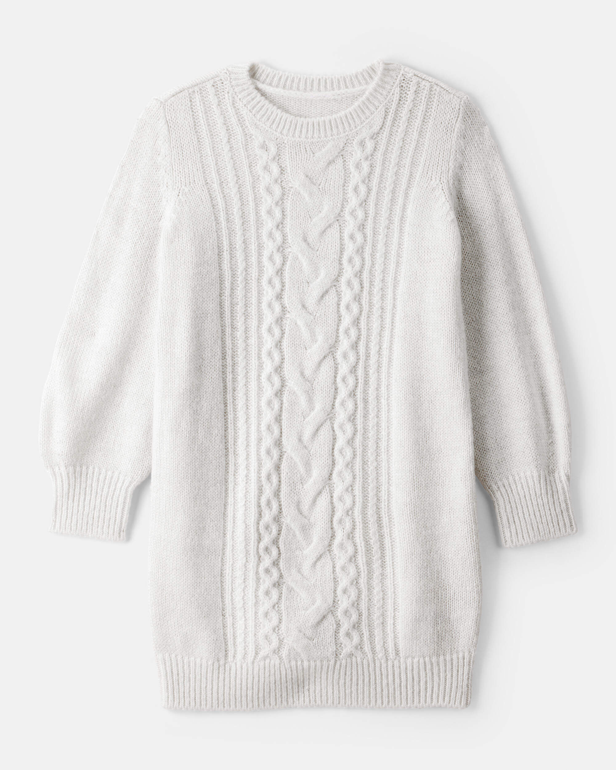 Girls Cable Knit Long-Sleeve Dress - Ivory 1 Girls Cable Knit Long-Sleeve Dress - Ivory