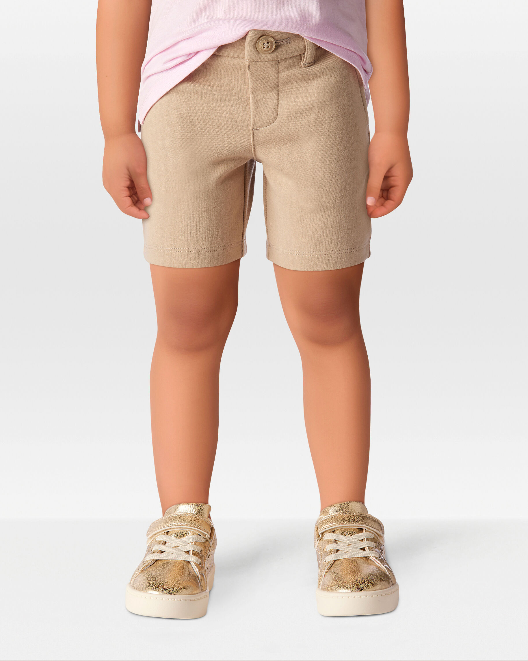 Toddler 3-Pack Ponte Knit Uniform Shorts - Khaki 1 Toddler 3-Pack Ponte Knit Uniform Shorts - Khaki