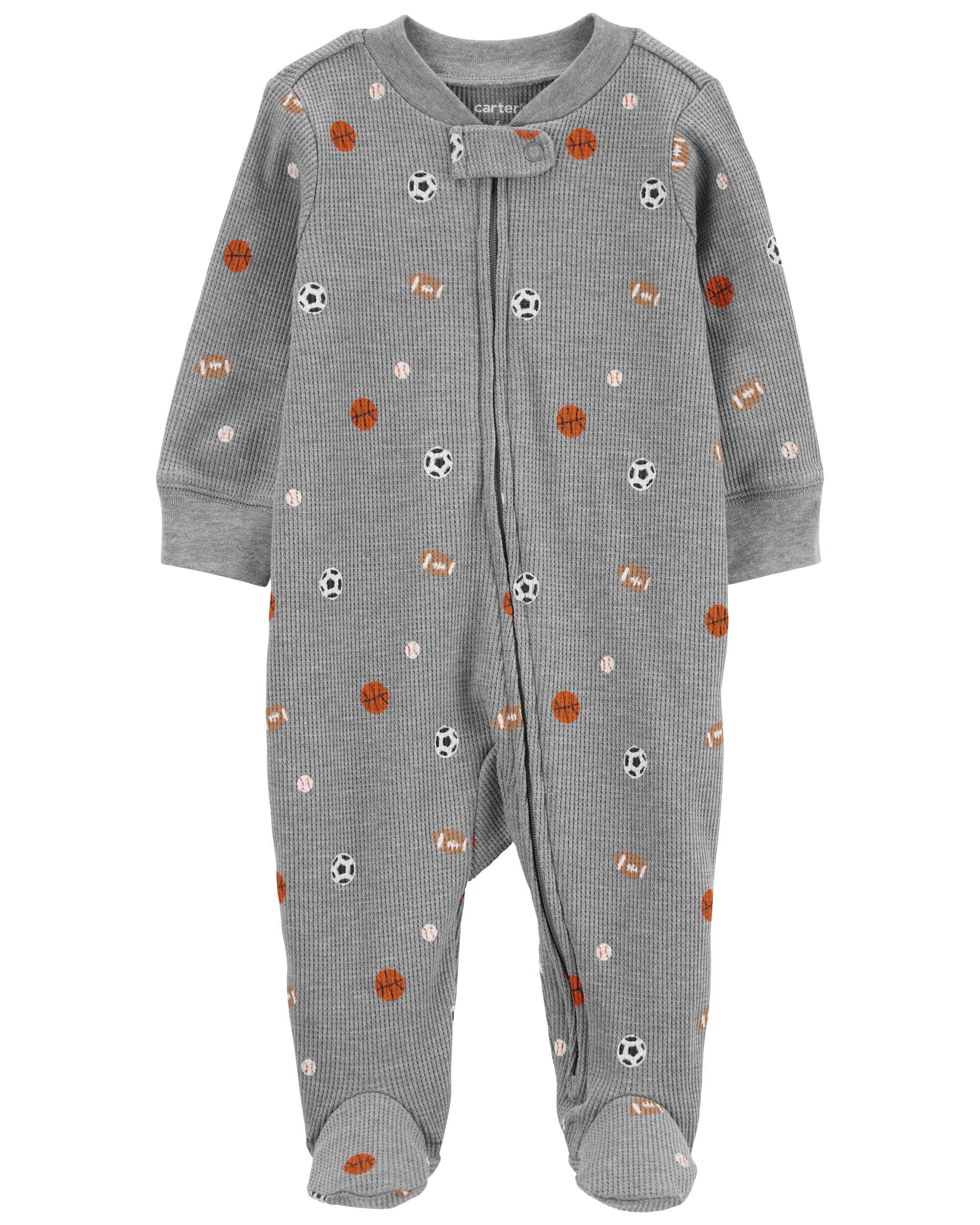 Baby 2-Pack Thermal 2-Way Zip Sleep & Plays 8 Baby Sports 2-Way Zip Waffle Knit Sleep & Play Pajamas