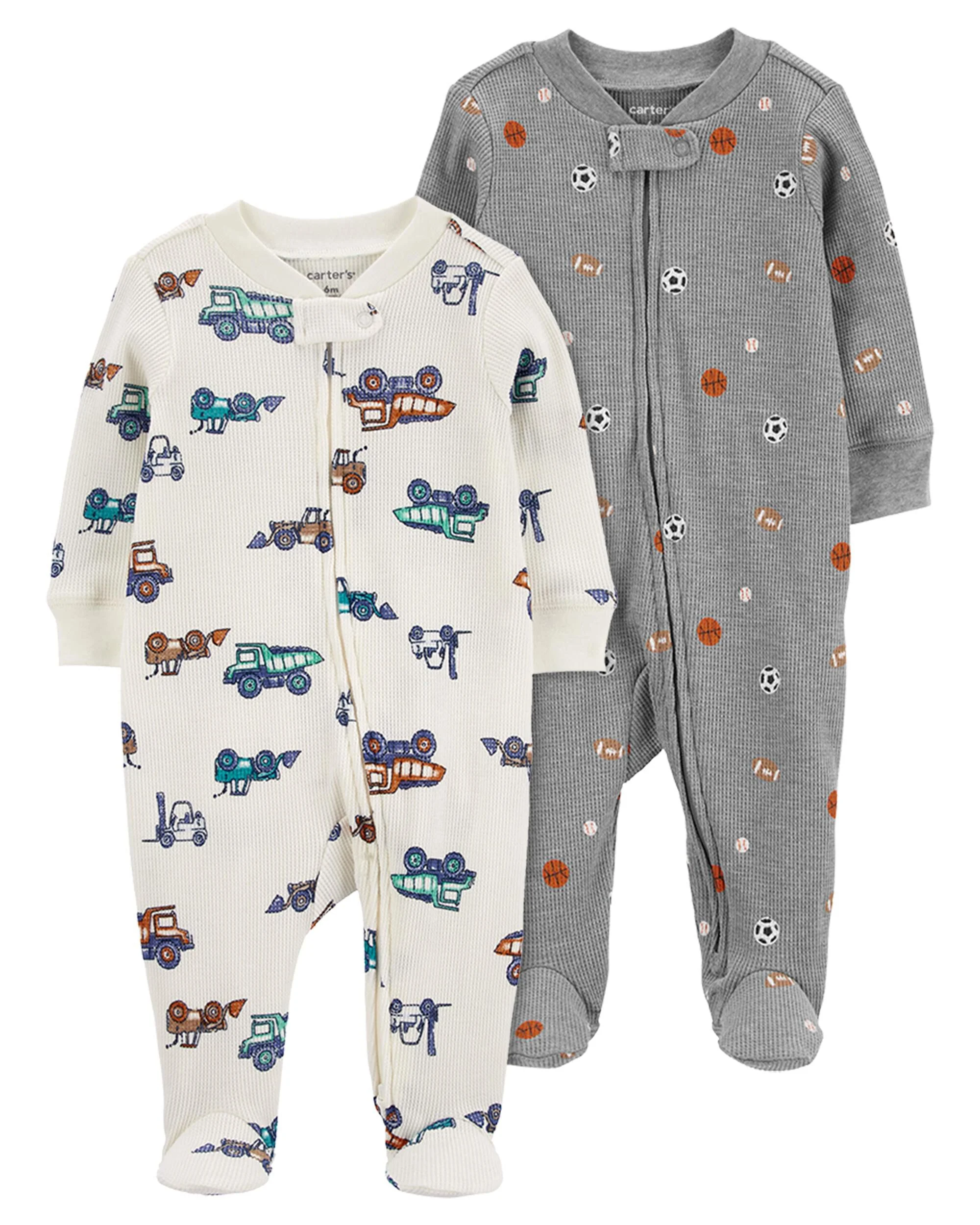 Baby 2-Pack Thermal 2-Way Zip Sleep & Plays 1 Baby 2-Pack Thermal 2-Way Zip Sleep & Plays